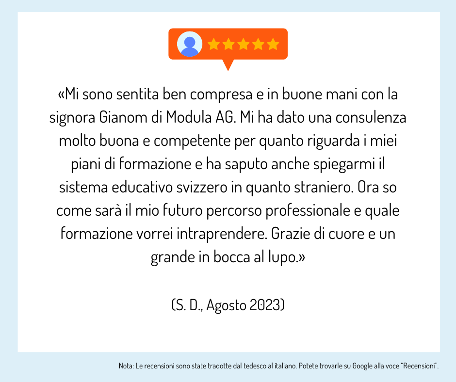 I partecipanti alla consulenza formativa forniscono un feedback sulla consulenza.